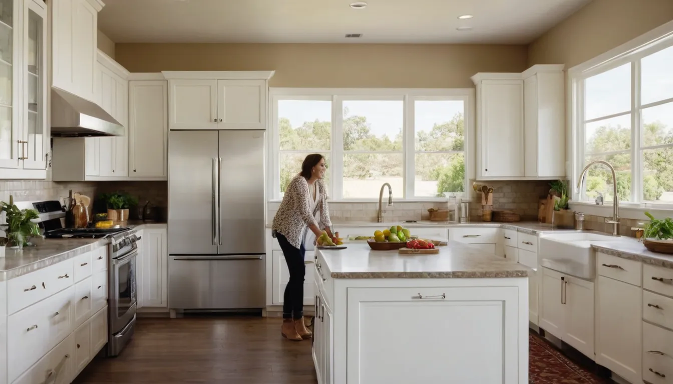 A bright remodeled kitchen with new cabinets and counters in a Woodside home